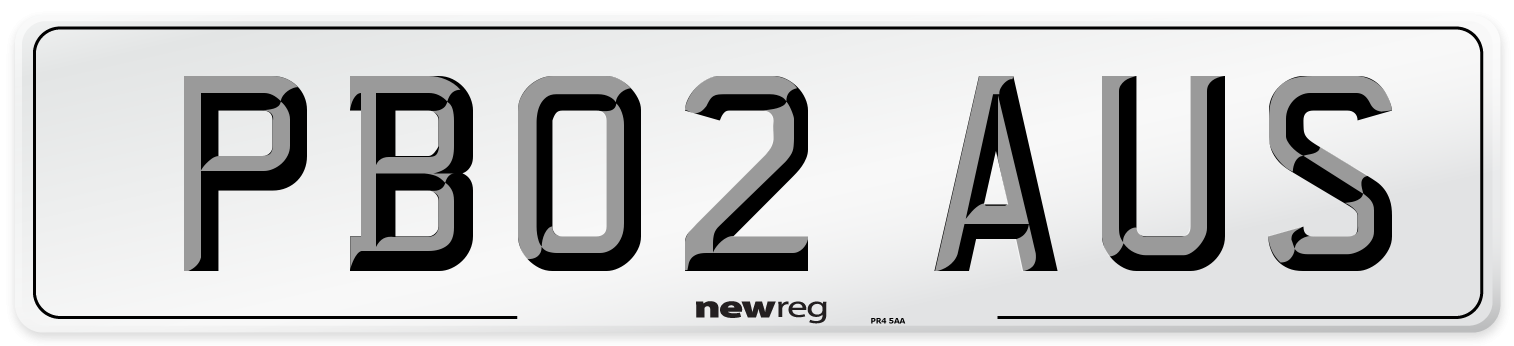 PB02 AUS Number Plate from New Reg